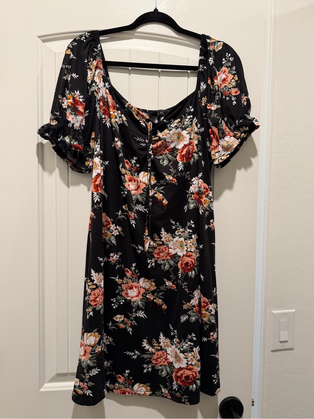 Vibe Sportswear Floral Puff Sleeve Dress Plus Size 3X Off The Shoulder Mini